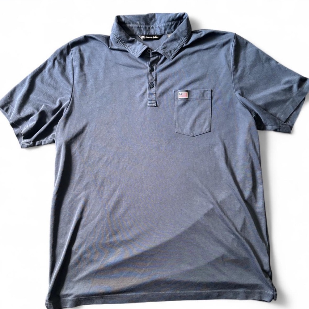 Travis Mathew Navy American Flag golf polo